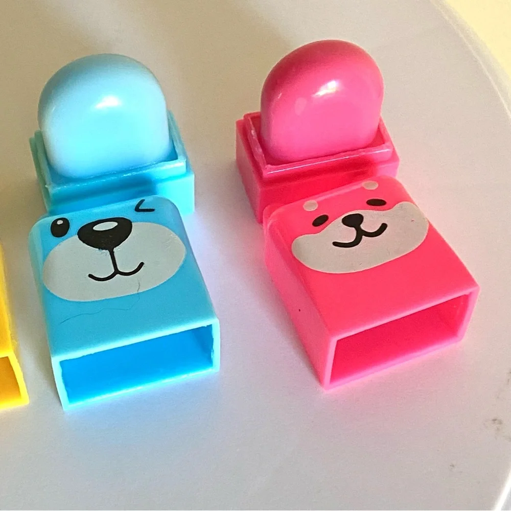 5/$25 Lip Balm 4pc animal set pink white blue and yellow scented fruits brand